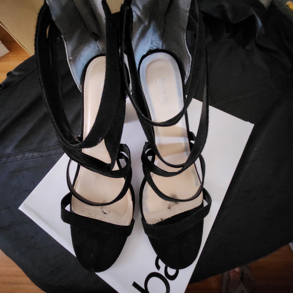 Bar III Black Strappy Heels